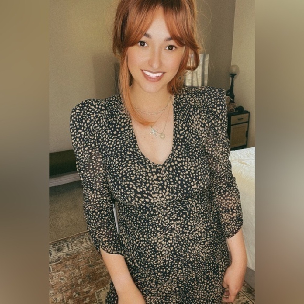 Leopard print midi dress with 80 shoulders - Picture 2 of 3